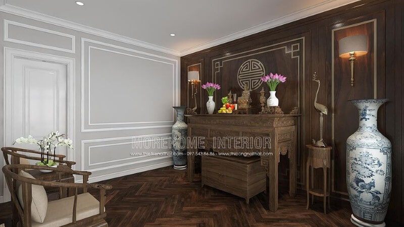 Sắp xếp phòng thờ gỗ óc chó đẹp cho nhà chung cư cao cấp, nhà phố, biệt thự.