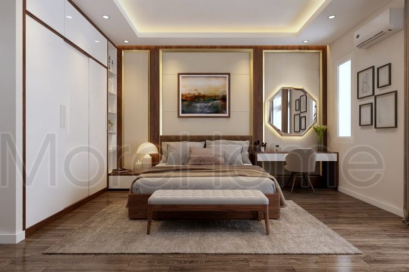 Lựa chọn đôn sofa cho phòng ngủ master chất liệu gỗ sồi bọc sofa da cao cấp, tiện nghi